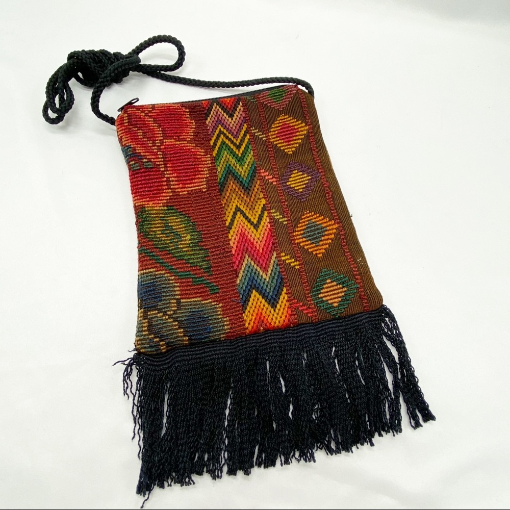 Vintage 90’s Boho Woven Tapestry Crossbody Bag